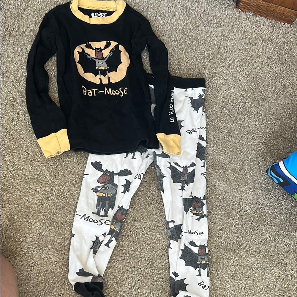 Bat-Moose Kids Pajamas - Black and White